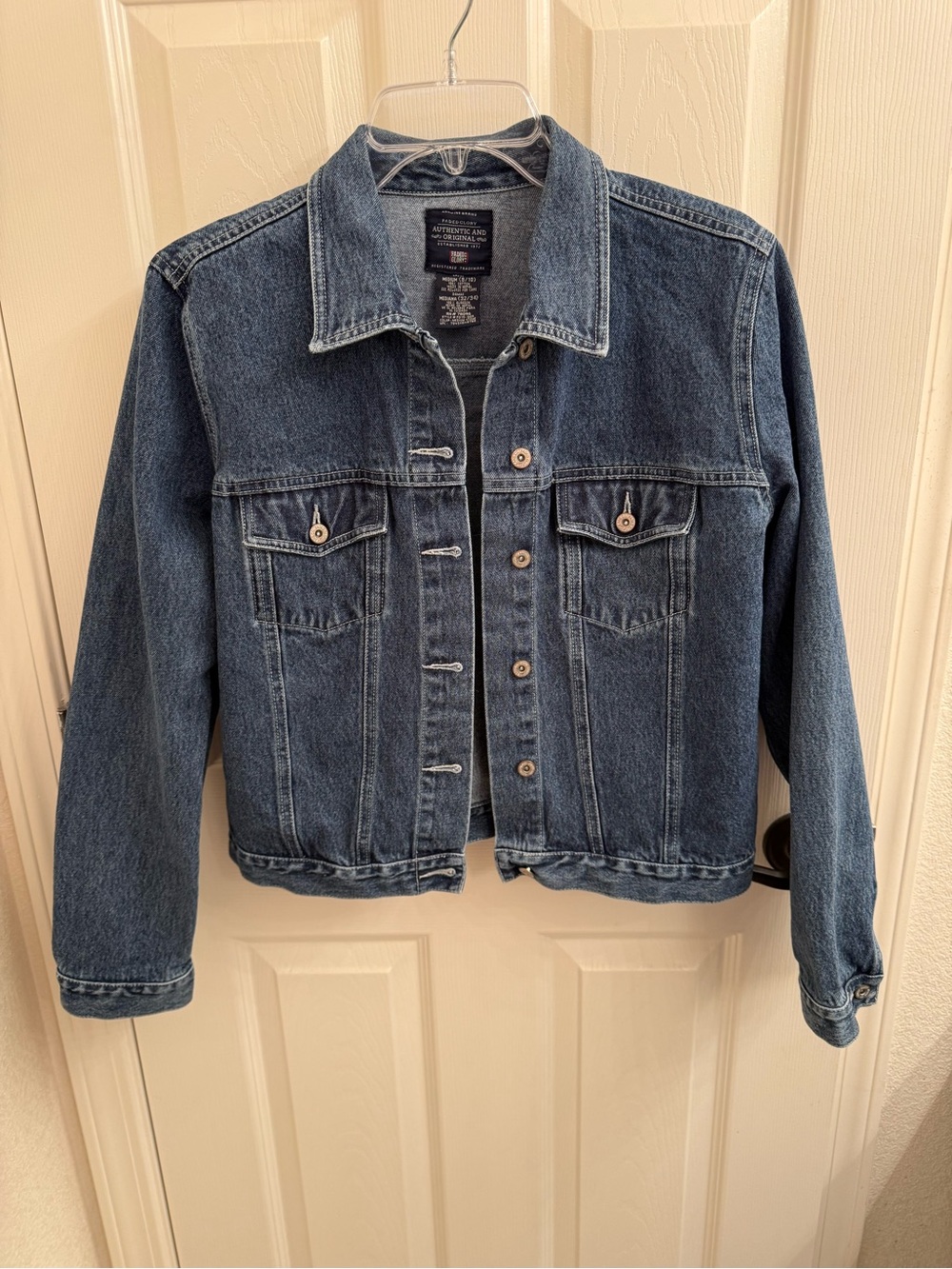 Faded Glory Medium Blue Denim Jacket with Button Front